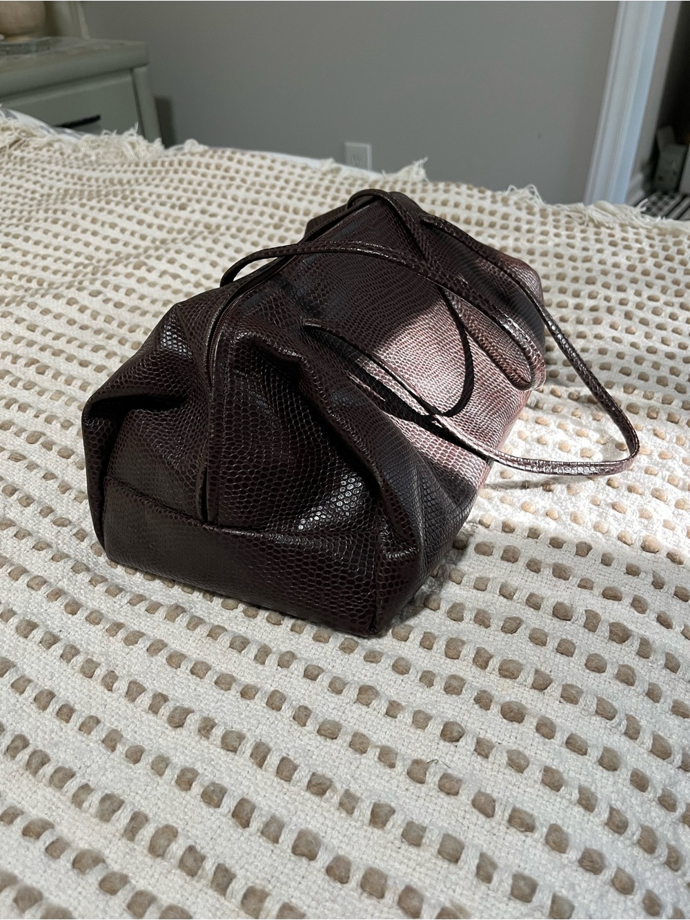Vintage Anna Stanbury faux leather east west doctor baguette bag